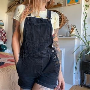 Madewell black denim overall cutoff shorts XS sz26